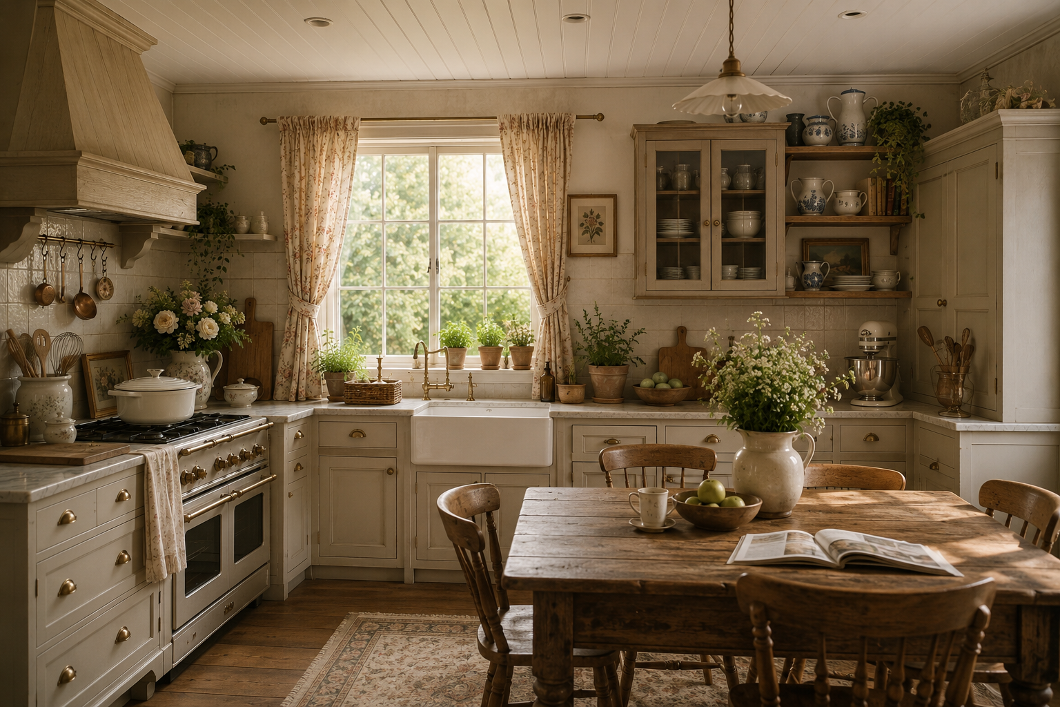 Cocina de estilo English Cottage con muebles clásicos